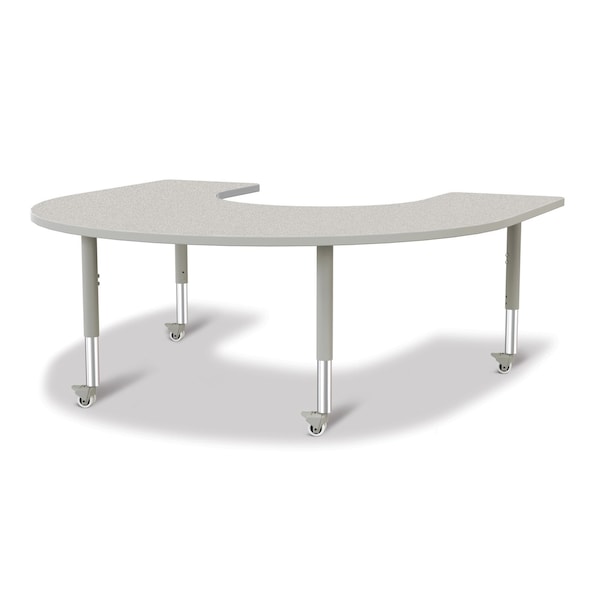 Berries Horseshoe Activity Table, 66 in. x 60 in., Mobile, Freckled Gray/Gray/Gray
